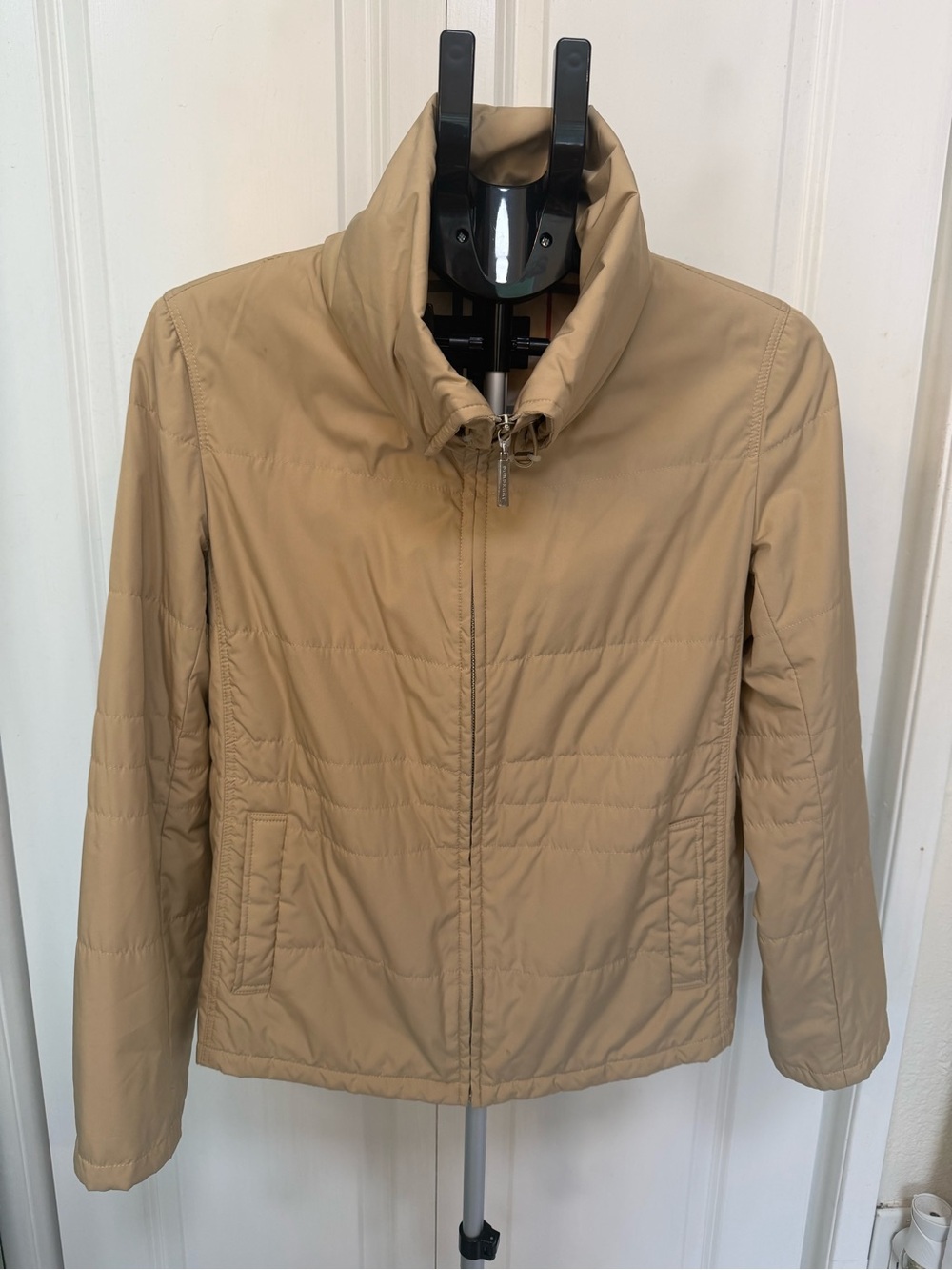 Burberry Beige Nova Check Lining with Black, Gray & Red Stripes